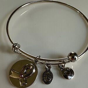 Brighton Silver Awareness Ribbon Charm Bangle Bracelet Hope Love Strength